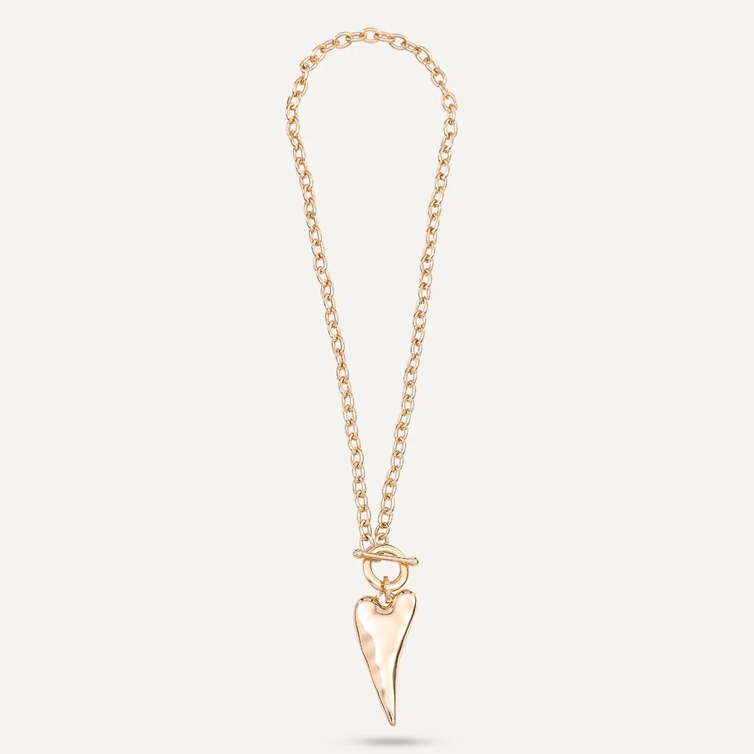 Short Heart Drop Pendant Necklace Gold-Tone