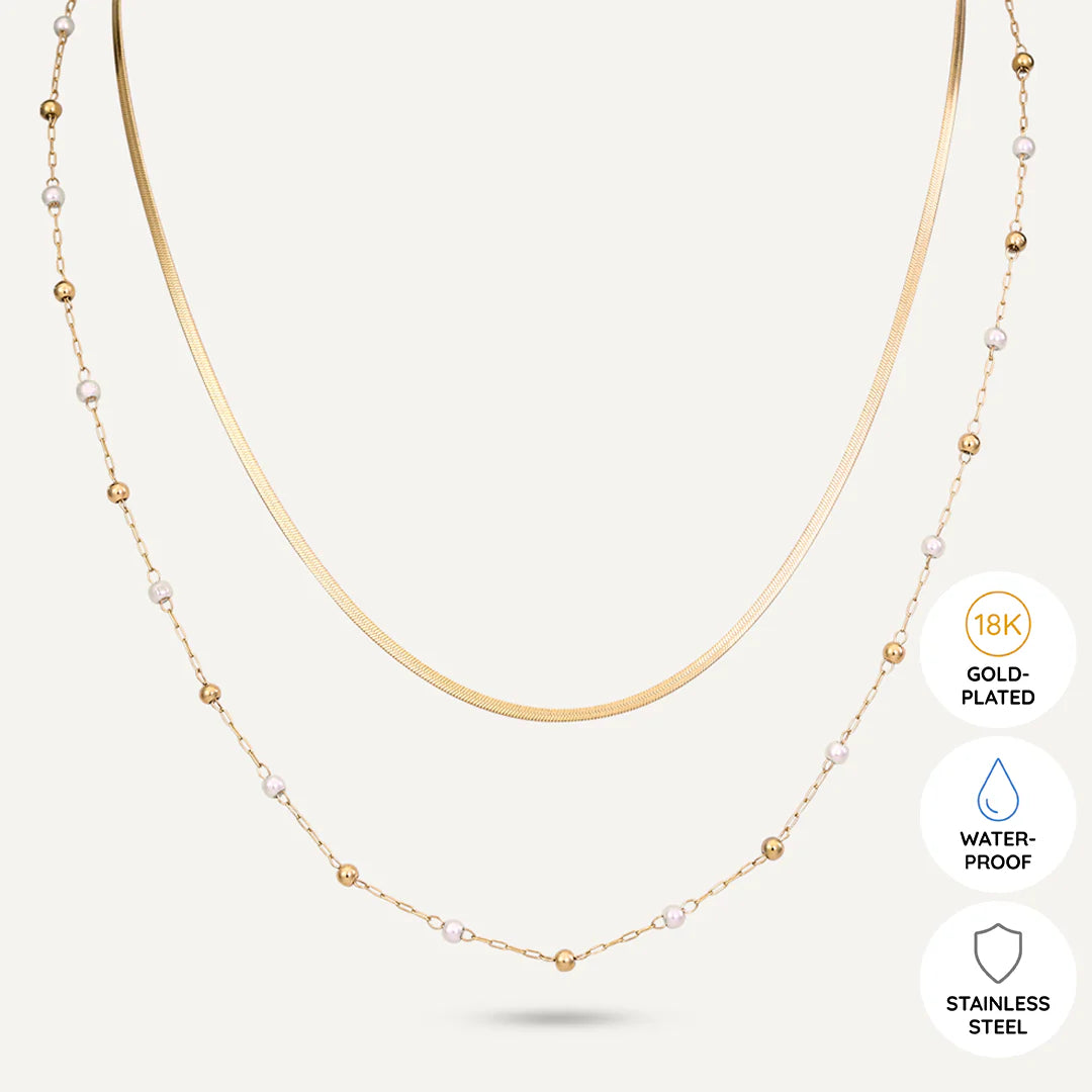 Vibes | Double Delight Layered Necklace | 18K Gold-Plated