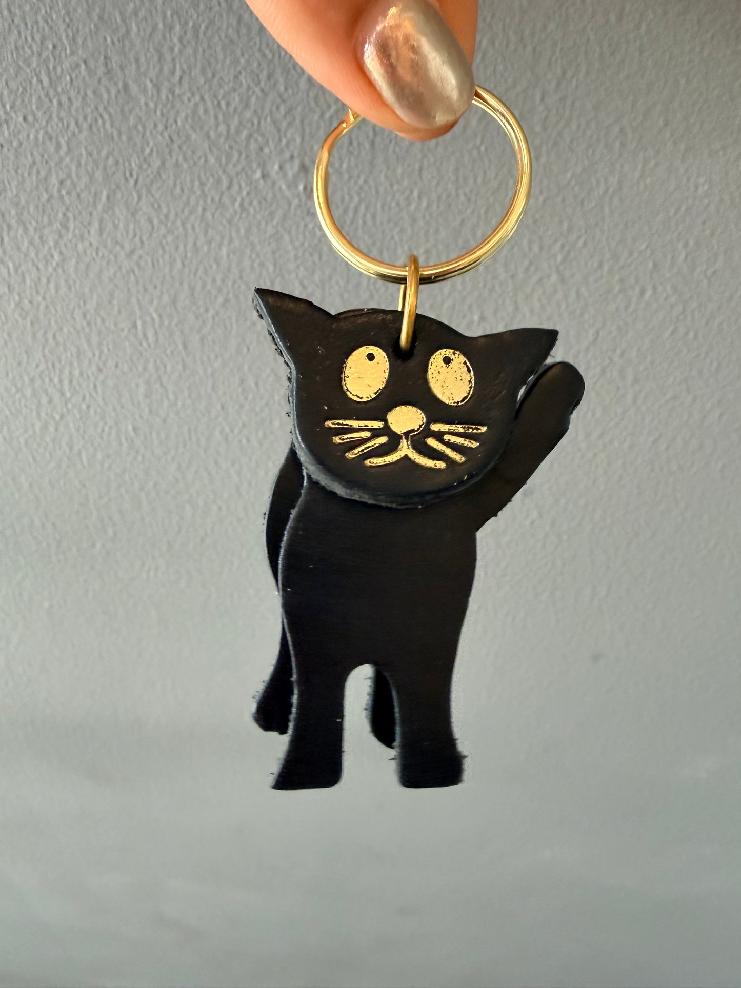 Leather cat keyring