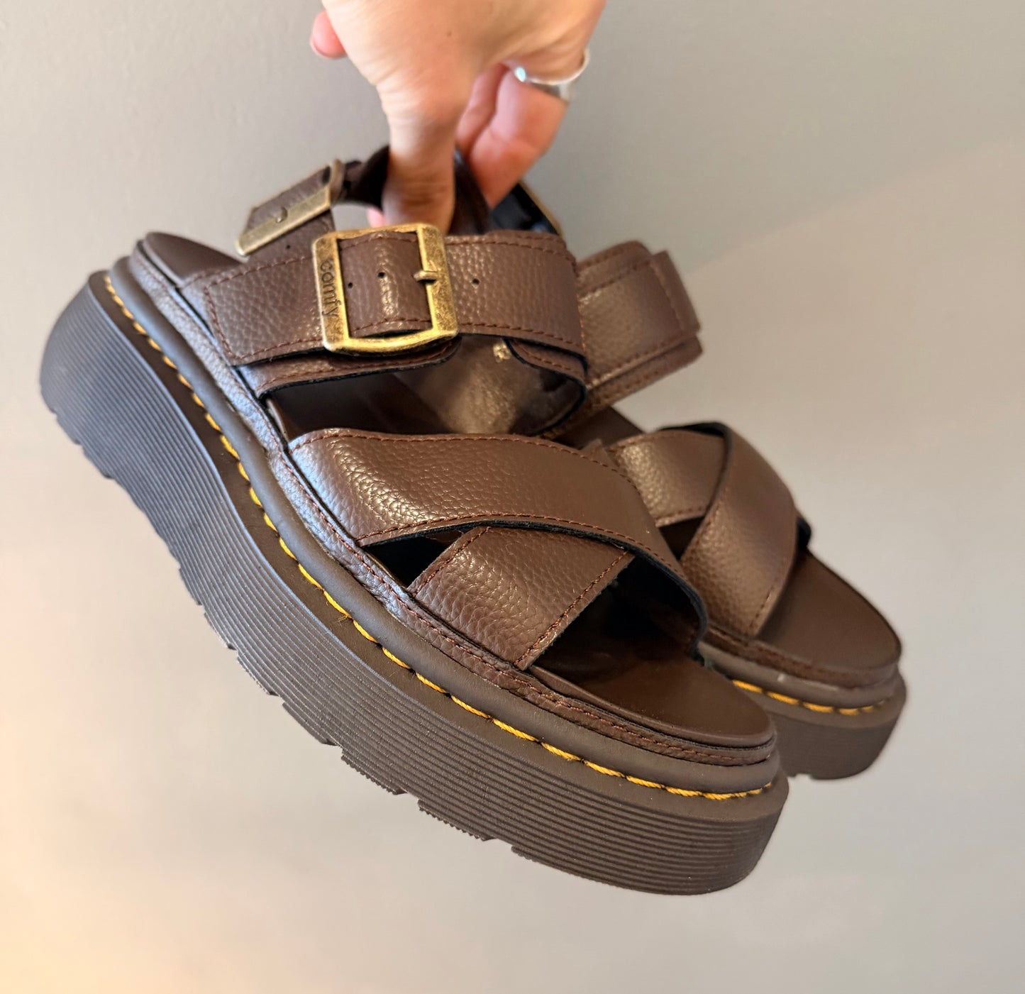 Stitched sole sandals - choc brown