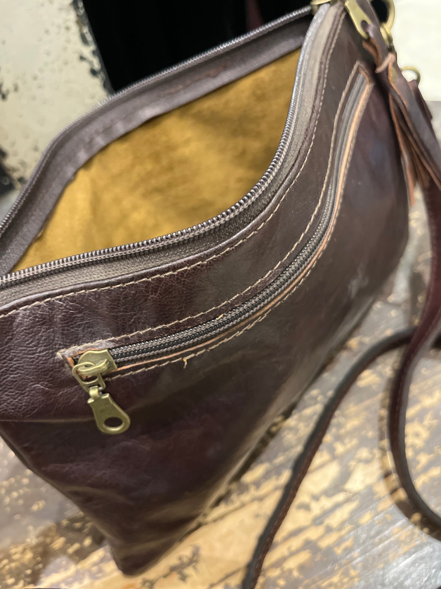 Maroc Leather Bag - dark brown/studs