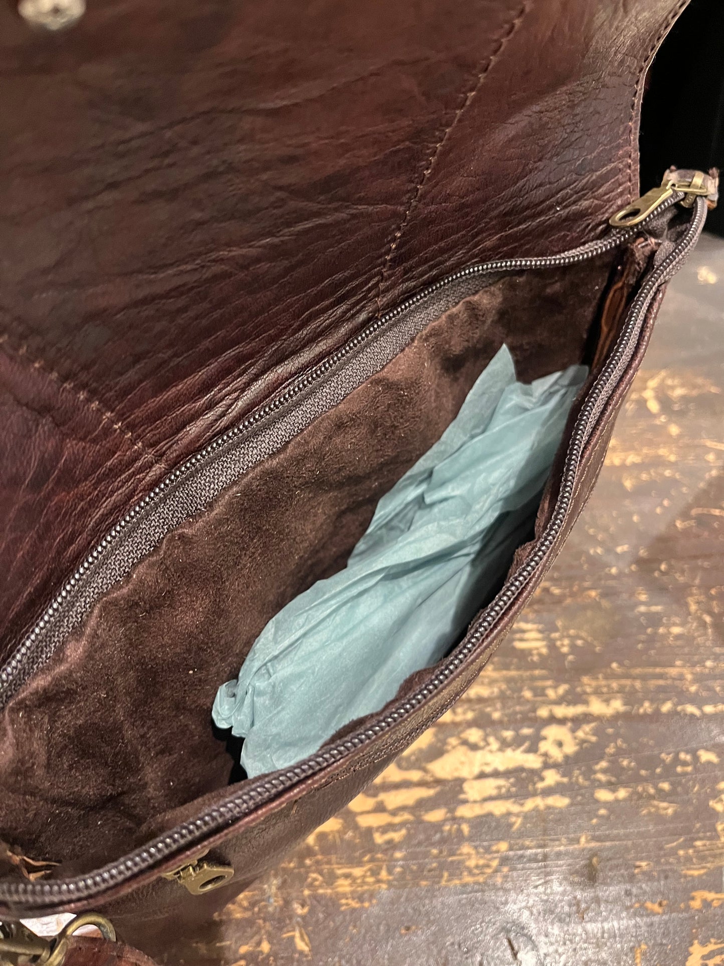 Maroc Leather Bag - dark brown/stone