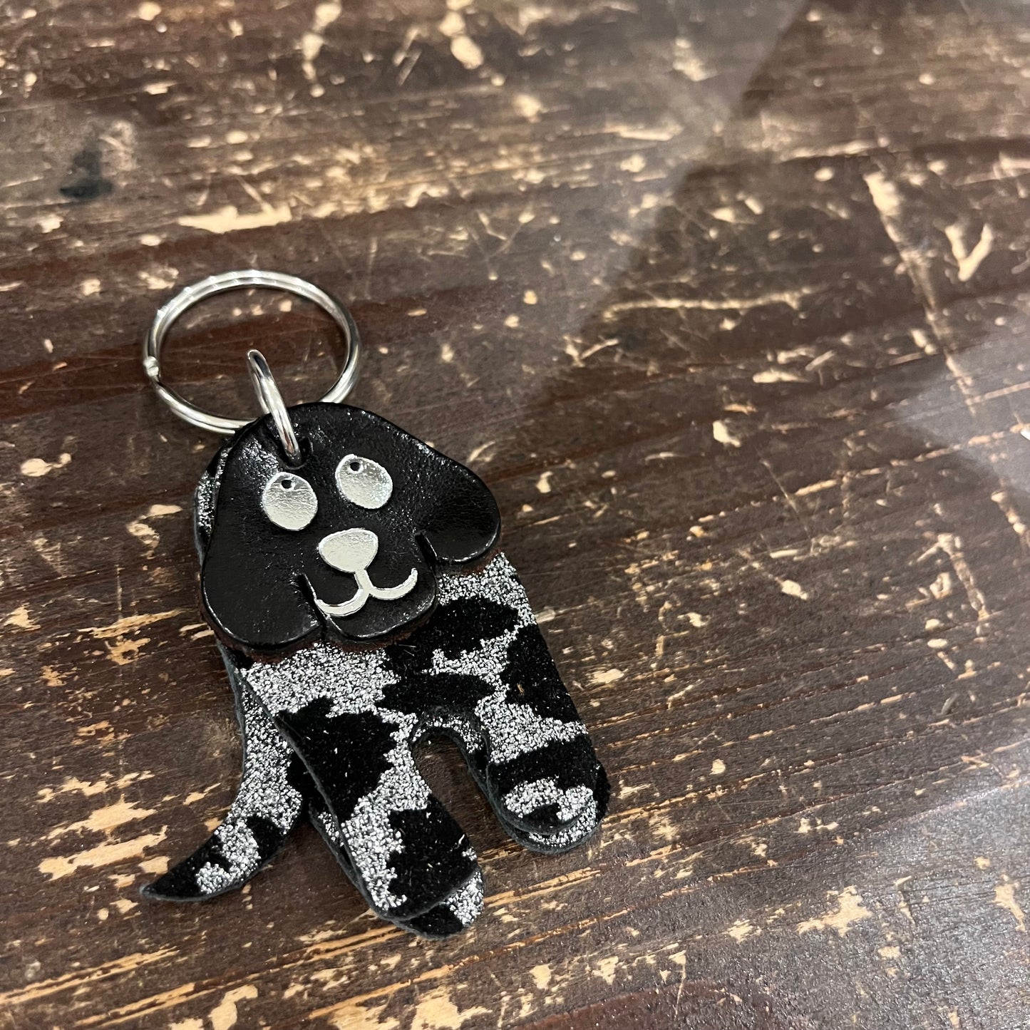 Leather dog keyring