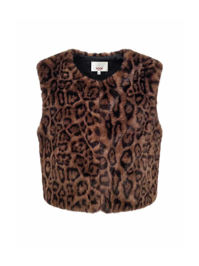 Nooki Edelweiss Faux Fur Gilet - Chocolate Leopard