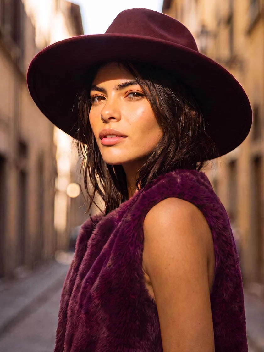 Nooki Stevie Fedora Velvet Hat - Plum