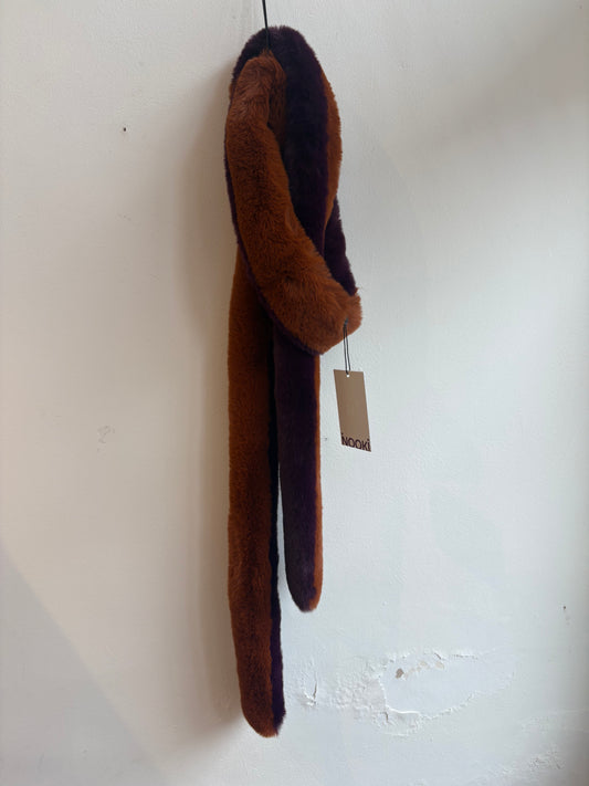 Nooki Stripe Pasha Faux Fur Scarf - Copper MIx