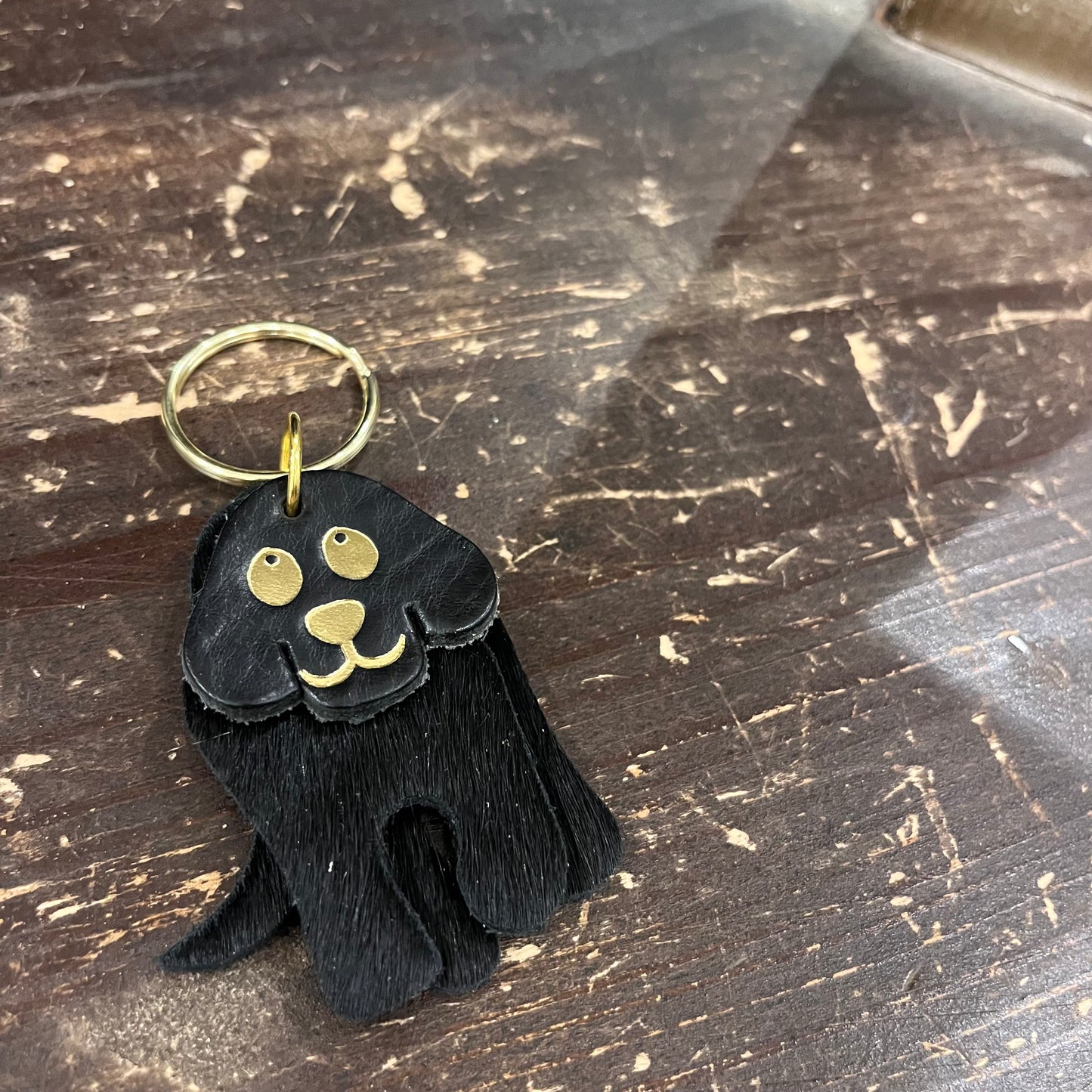 Leather dog keyring