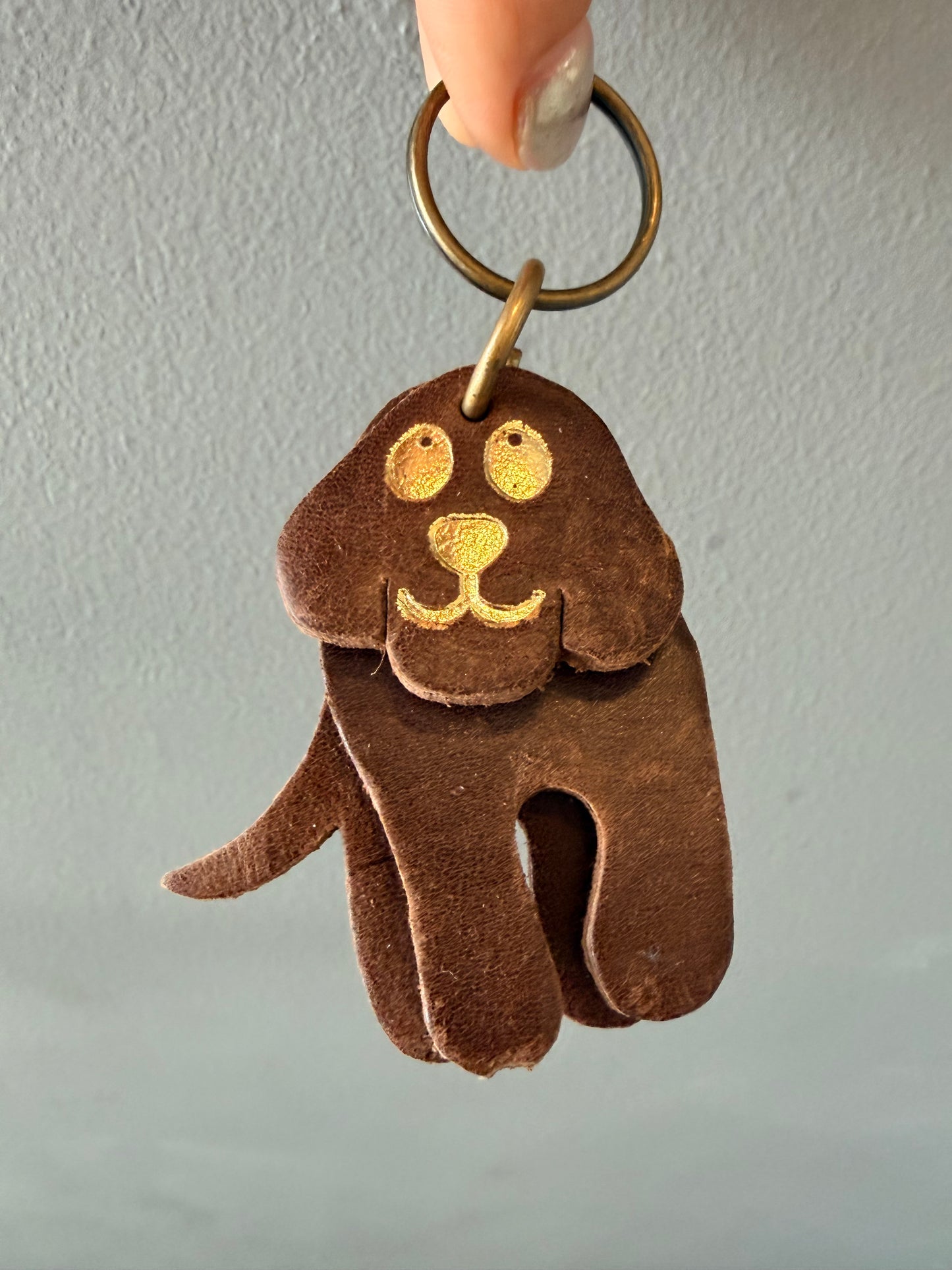 Leather dog keyring