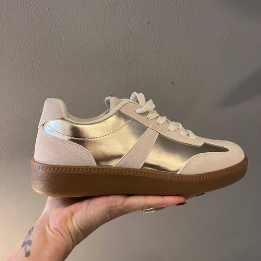 Single stripe sneaker - beige/gold