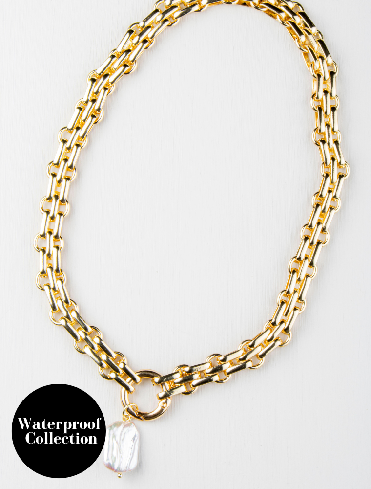 Olia chunky pearl necklace - gold