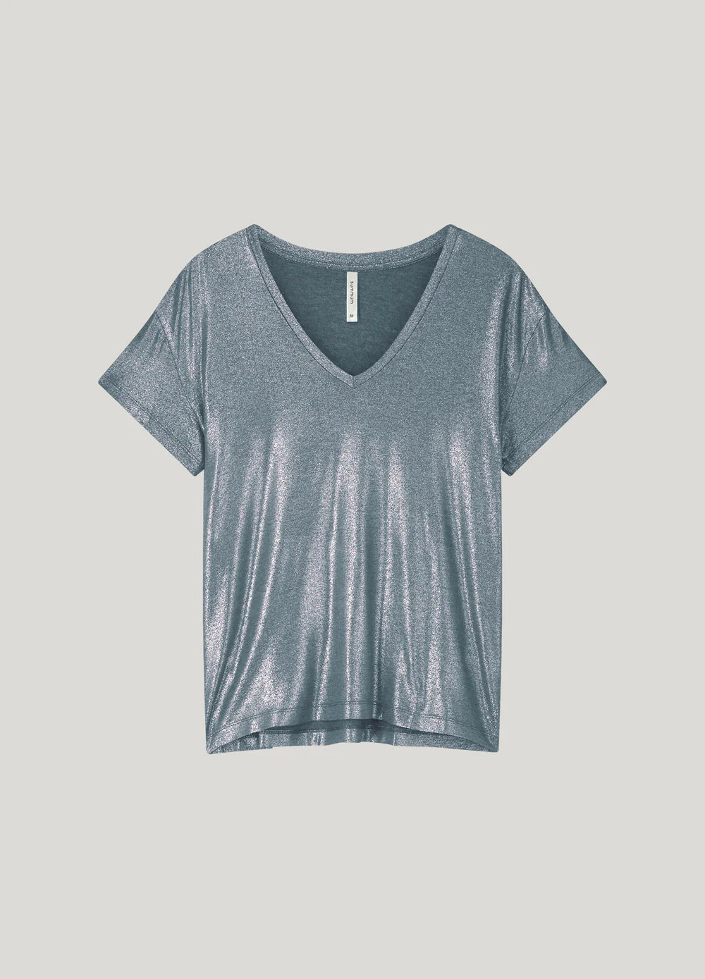 Summum V neck Metallic Tee - Cloud