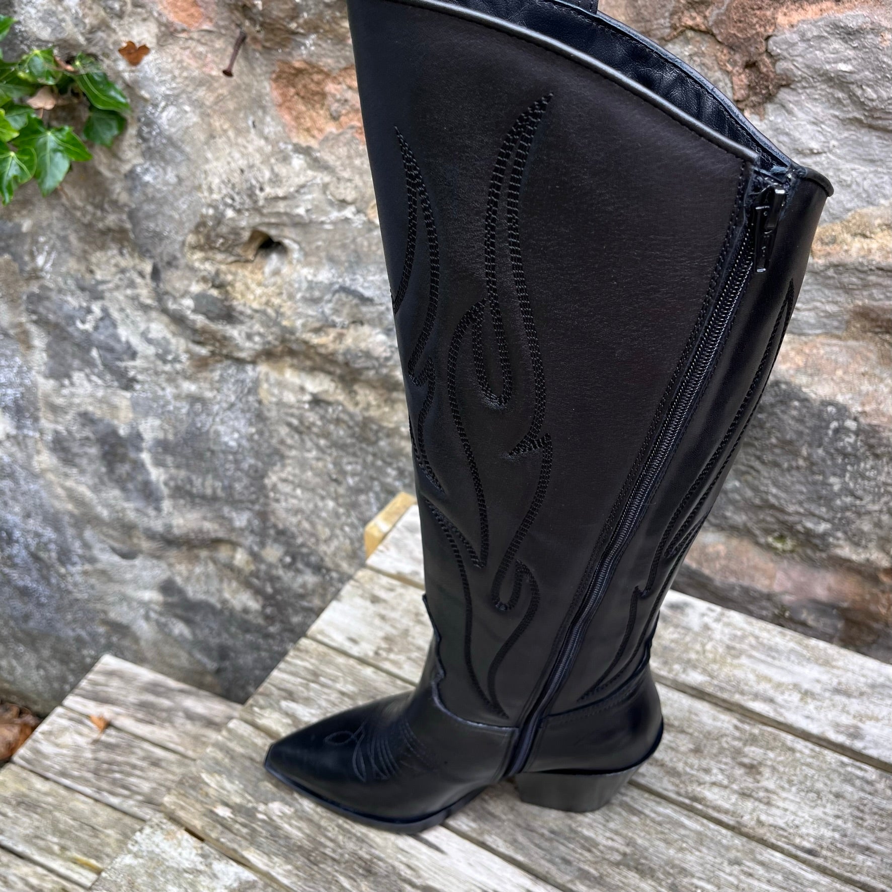 Long black hotsell cowboy boots