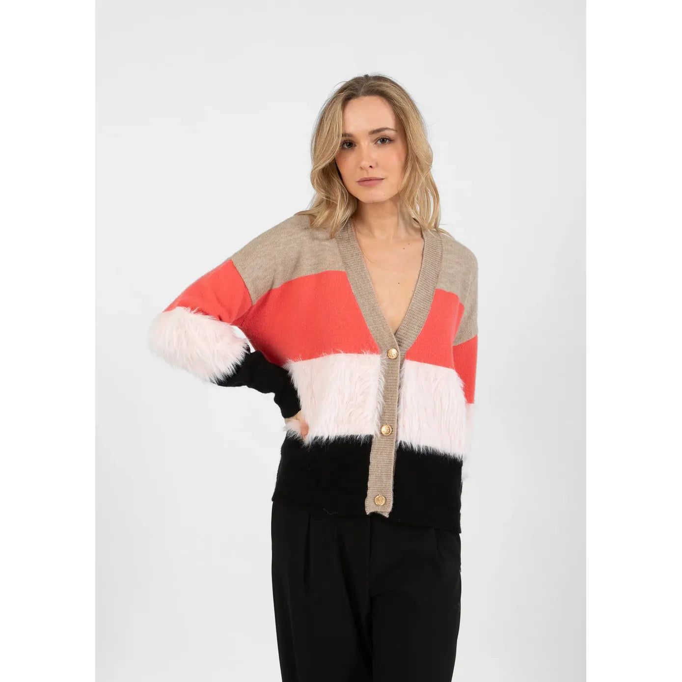 Coster Copenhagen Colorblock Knit with Furry Sleeves