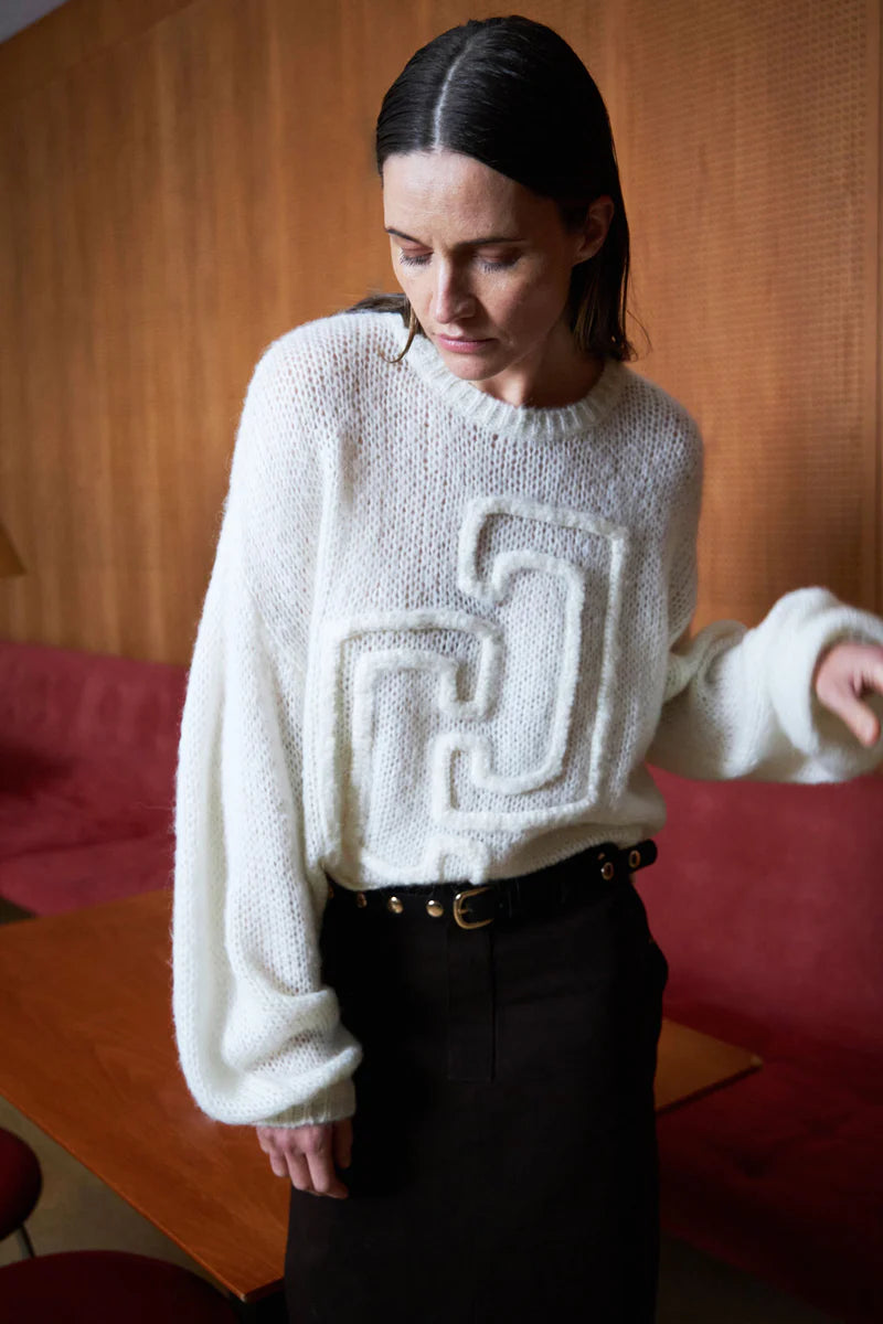 Coster Copenhagen Knit with Large Emblem - Creme
