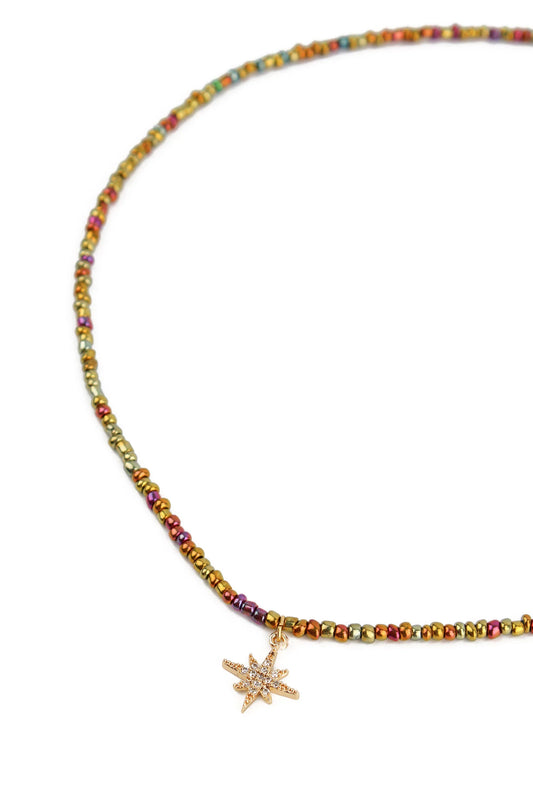 My Doris Beaded Star Necklace - Multi Rainbow