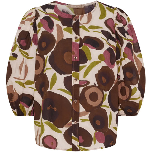 Marta Evelina Blouse - Brown Print