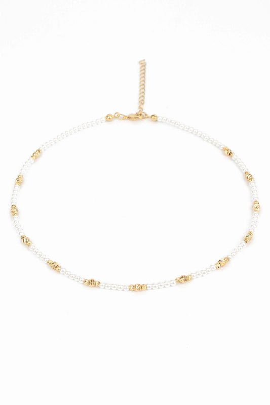My Doris Beaded Necklace - Pearly & Gold