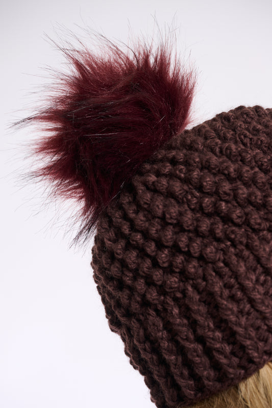R&P Faux Fur Detachable Pompon - Chocolate Bean