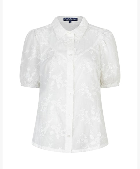 RB Victoria 3D Flower Shirt Blouse - White