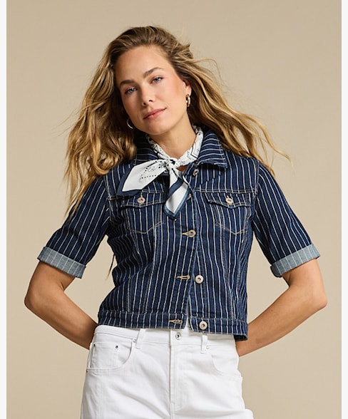 RB Pinstripe Jackie Short Sleeve Top - Rinse
