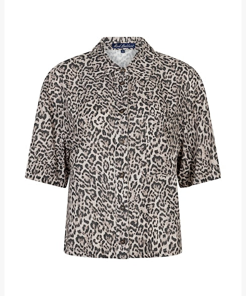 RB Nora Leopard Blouse - Pebble