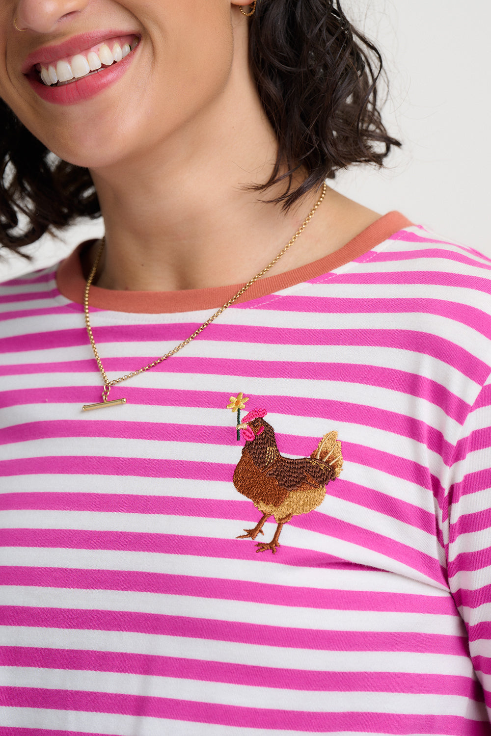 Brunswick Striped Top - magenta/white