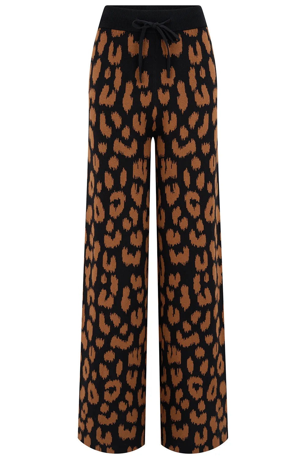 Paulette Knit Trousers - Black Brown Leopard