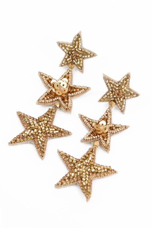 My Doris Triple Star Earrings - Gold