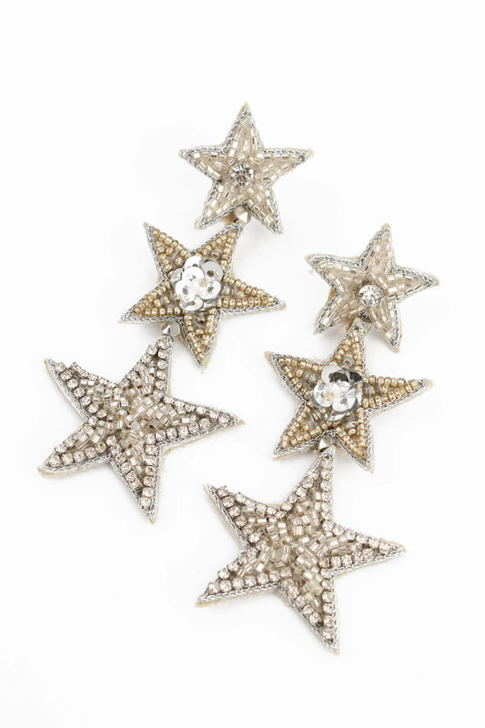 My Doris Triple Star Earrings - Silver