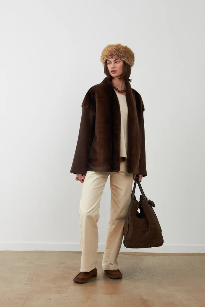 Orfeo Yana Fur Jacket - Chocolate