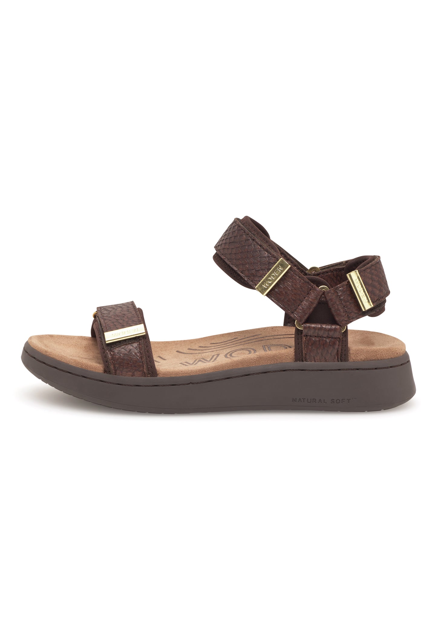 Woden Line Fish Sandals - chocolate