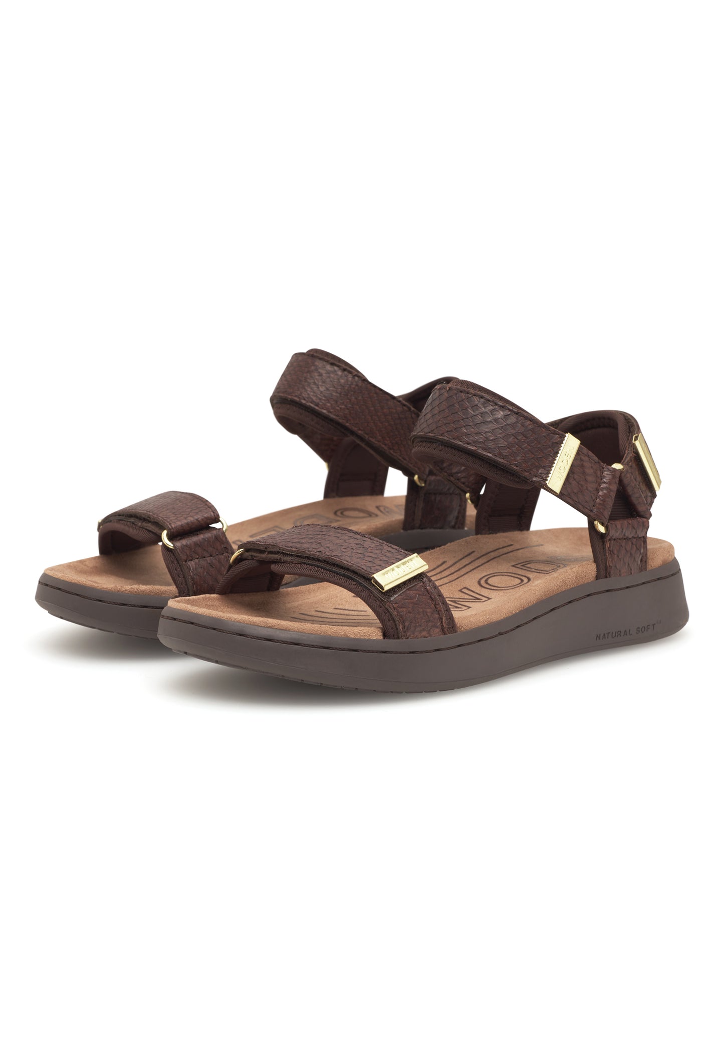 Woden Line Fish Sandals - chocolate