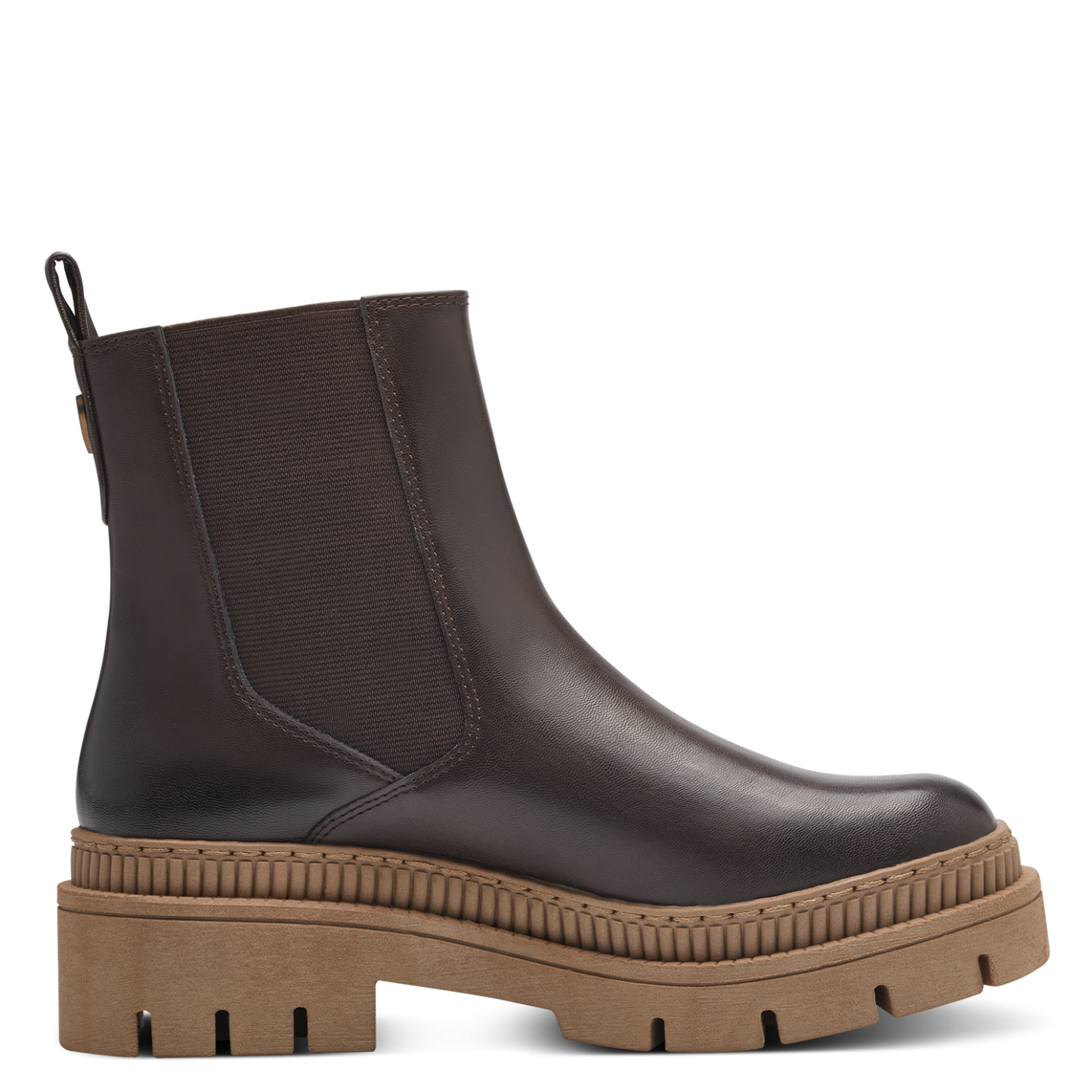 Marco Tozzi Chunky Chelsea Boots - Choc brown/natural