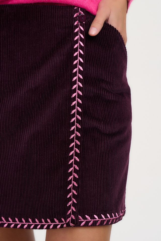 Suzie Cord Mini Skirt - Dark Plum