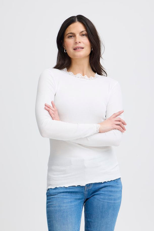Fransa Hizamond Top - White