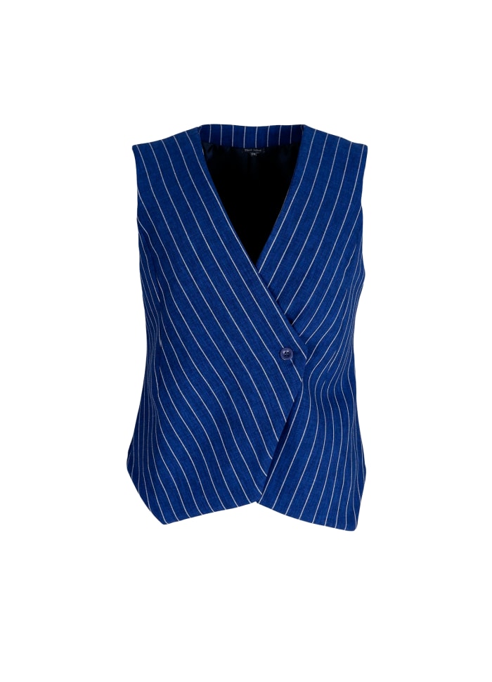 Black Colour Chicago Waistcoat - blue pinstripe
