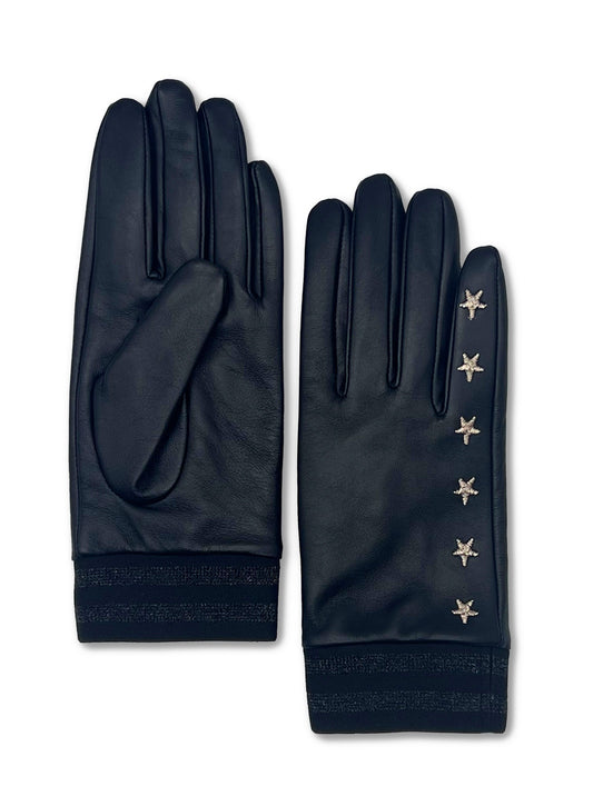 Nooki Leather Star Gloves - black