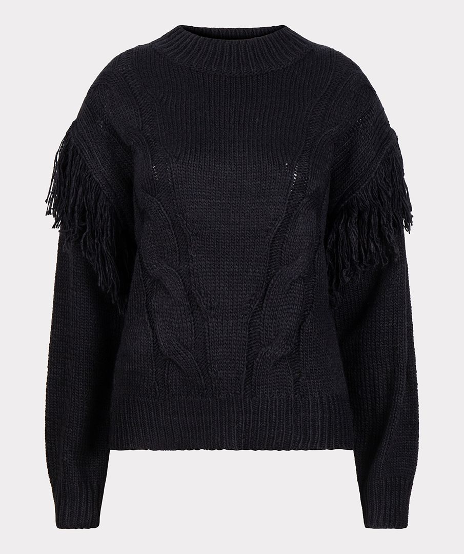 Esqualo Cable & Fringed Sweater