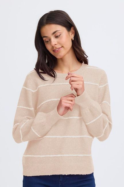 Fransa Kendra Long Sleeve Pullover - Feather Grey Mix