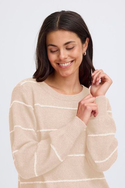 Fransa Kendra Long Sleeve Pullover - Feather Grey Mix