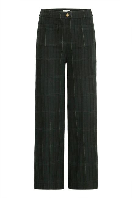 ICHI Kate Woolley Pants - Black / Green