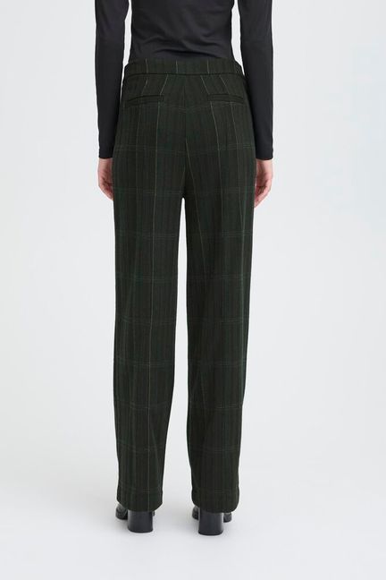 ICHI Kate Woolley Pants - Black / Green