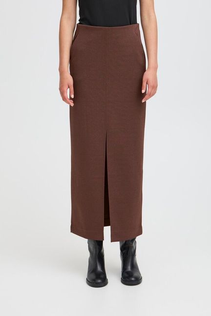 ICHI Kate Woolley Skirt - Coffee Bean