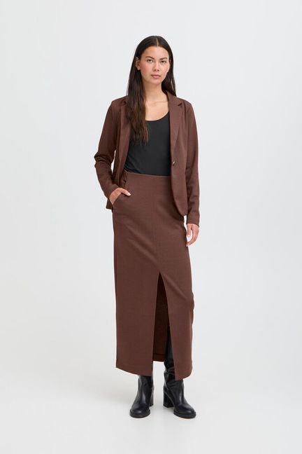 ICHI Kate Woolley Skirt - Coffee Bean