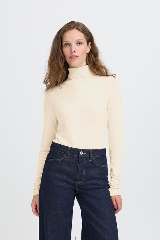ICHI Mafa Polo Top - Almond Milk