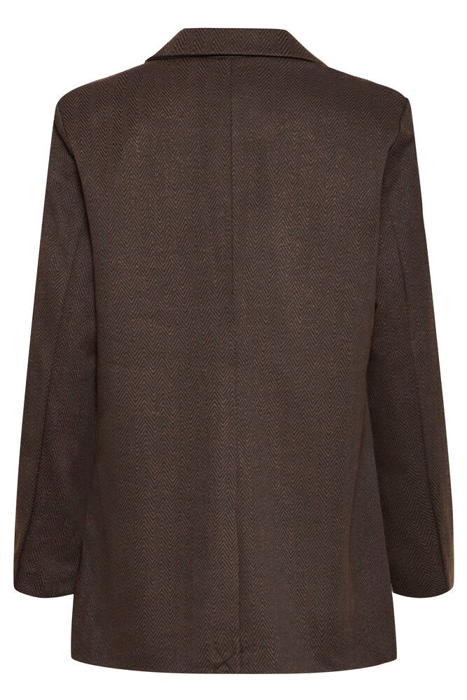ICHI Kate Jacquard Oversized Blazer - Black/Brown Herringbone