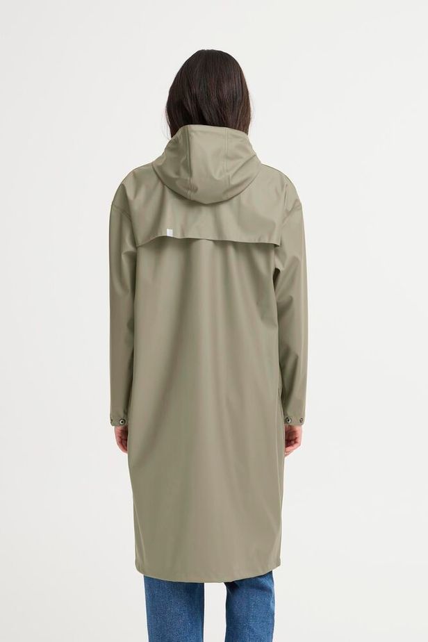 ICHI Tazi Long Rain Mac -Mulled Basil Green