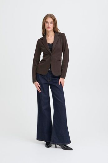 ICHI Kate Jacquard Blazer - Black / Brown Herringbone