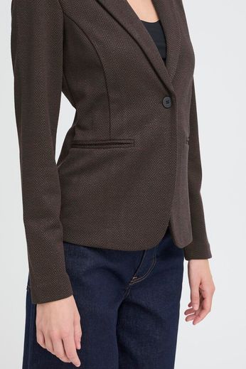ICHI Kate Jacquard Blazer - Black / Brown Herringbone