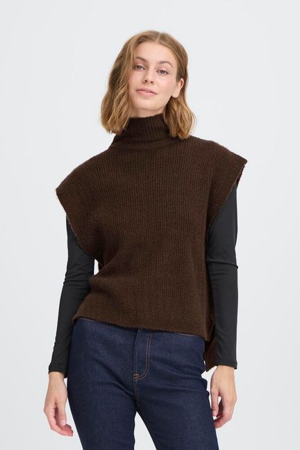 ICHI Maise Poncho - Coffee Bean